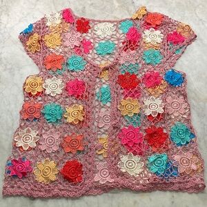 Colorful Crochet Floral Women Top